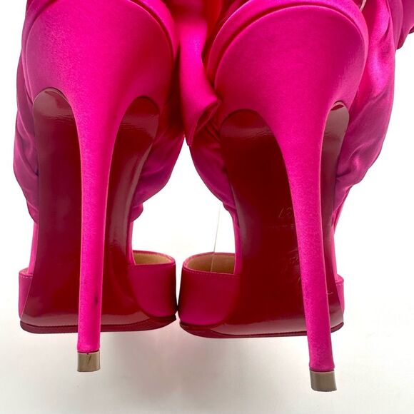 CHRISTIAN LOUBOUTIN Satin Douce Du Desert 100 Heels Rose Pink Ankle Tie EU37 US7 - Picture 7 of 16